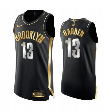 Herren NBA Brooklyn Nets Trikot James Harden 13 2020-21 Schwarz Golden Edition Swingman